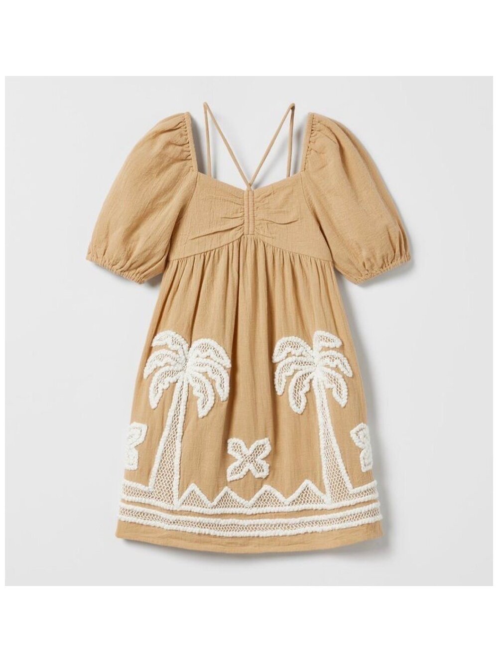 7y Zara HTF embroidered palm tree dress